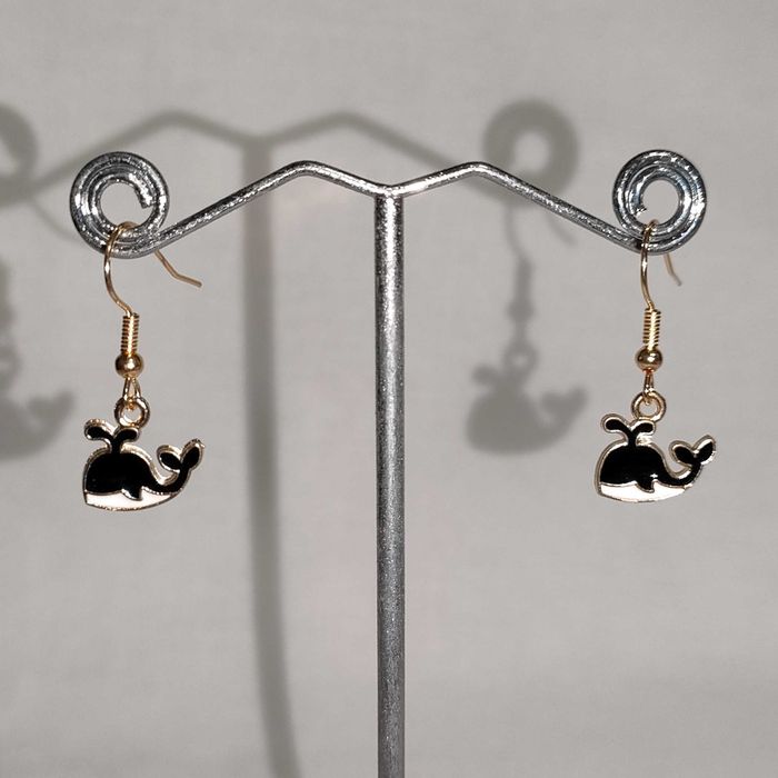 K194 Kolczyki wiszące Wieloryby Handmade