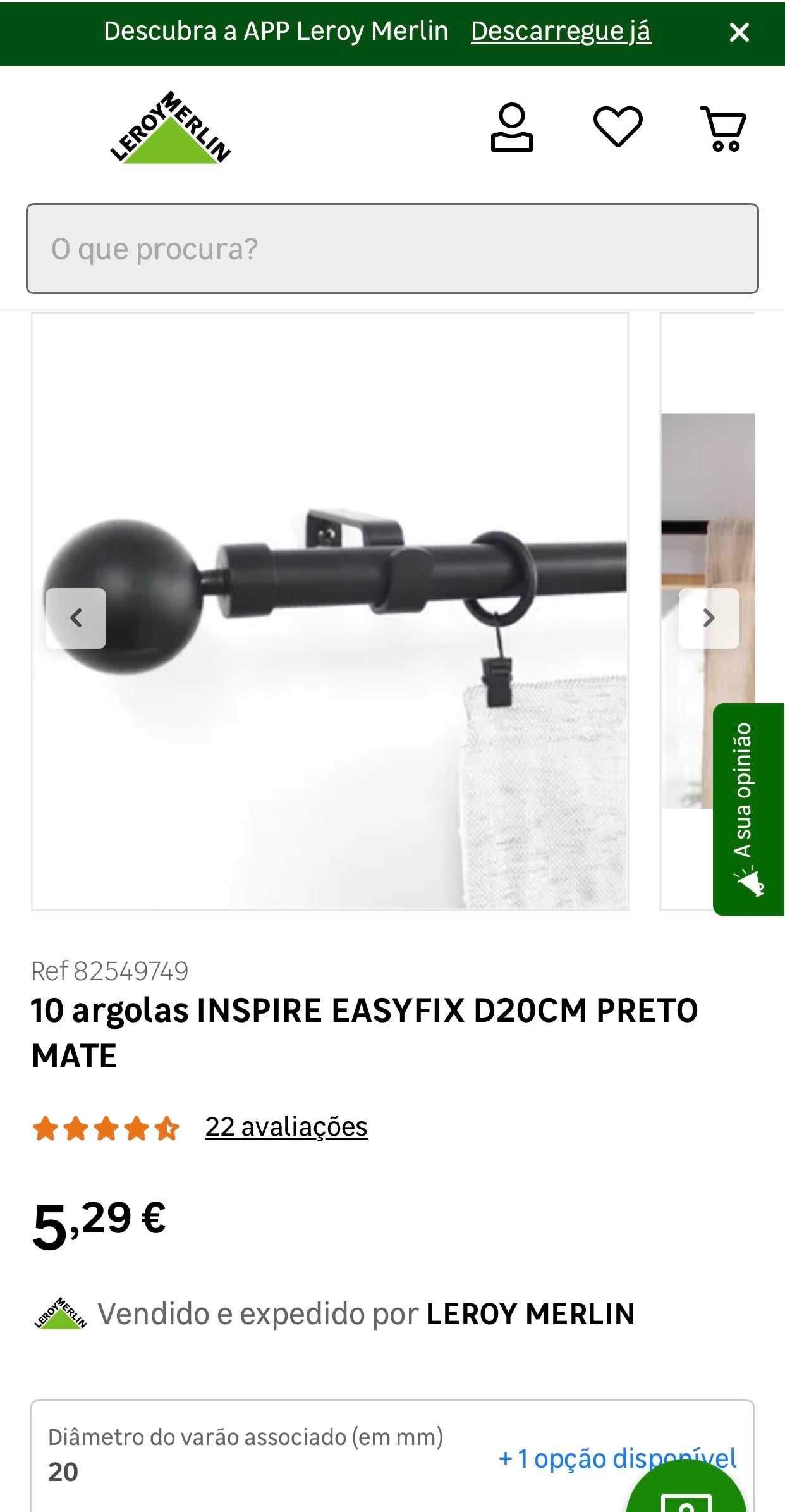 Argolas de cortina em metal preto