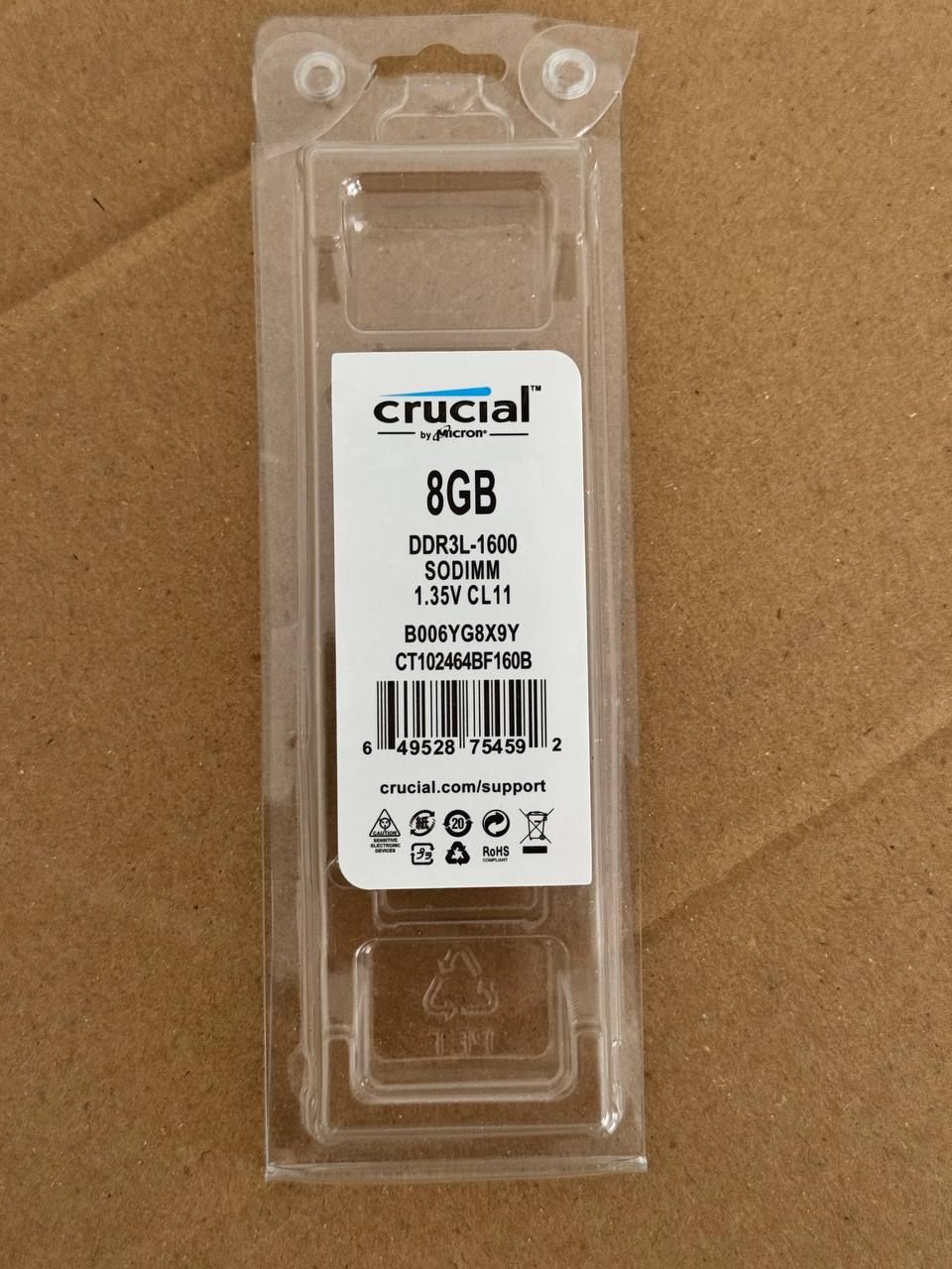 Оперативна памʼять Crucial DDR3 SODIMM 8GB 1600 MHz CL11