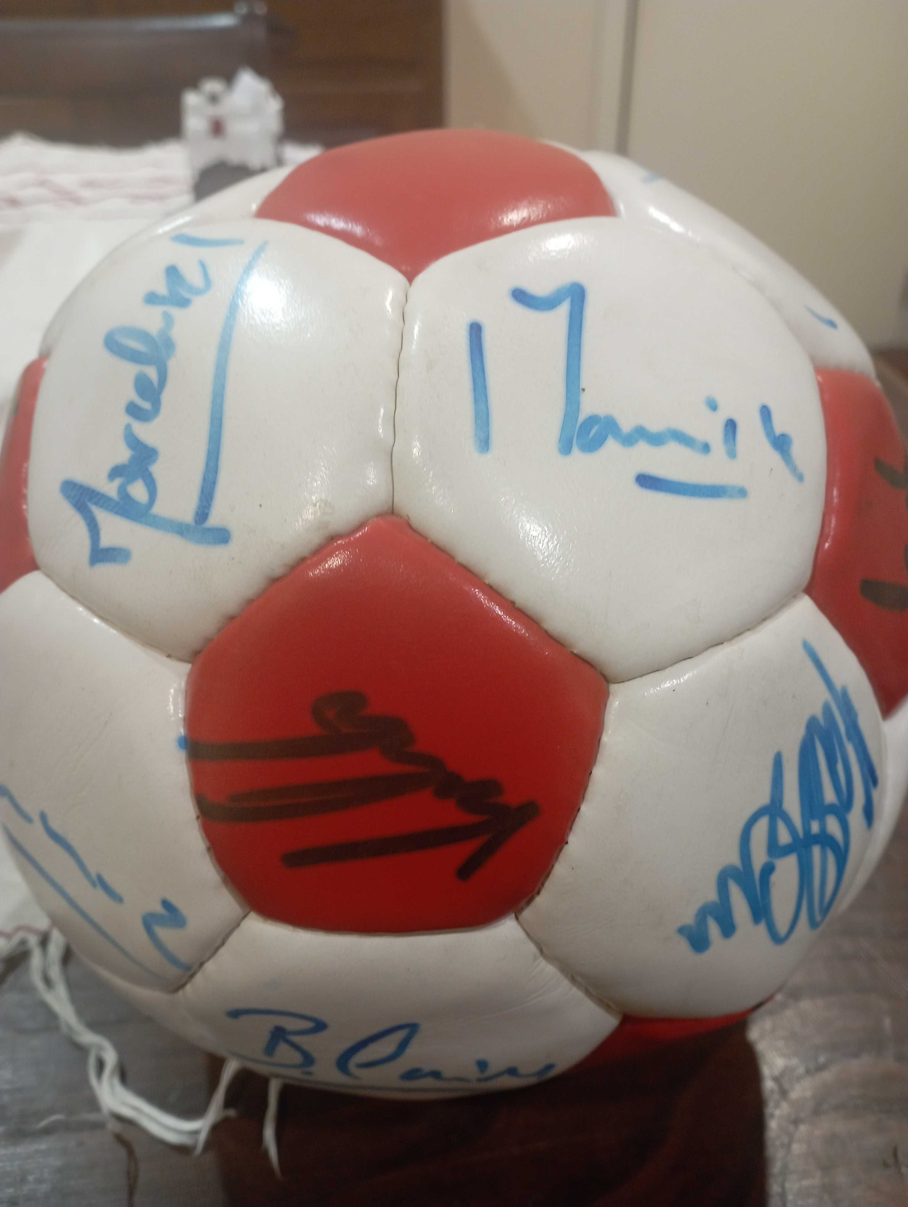 Bola oficial Benfica 1994/1995 autografada: equipa técnica e jogadores