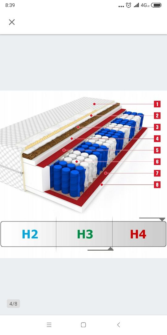 Materac 160/200/21 kokos nowy H3/H4 Stabłowice 160*200