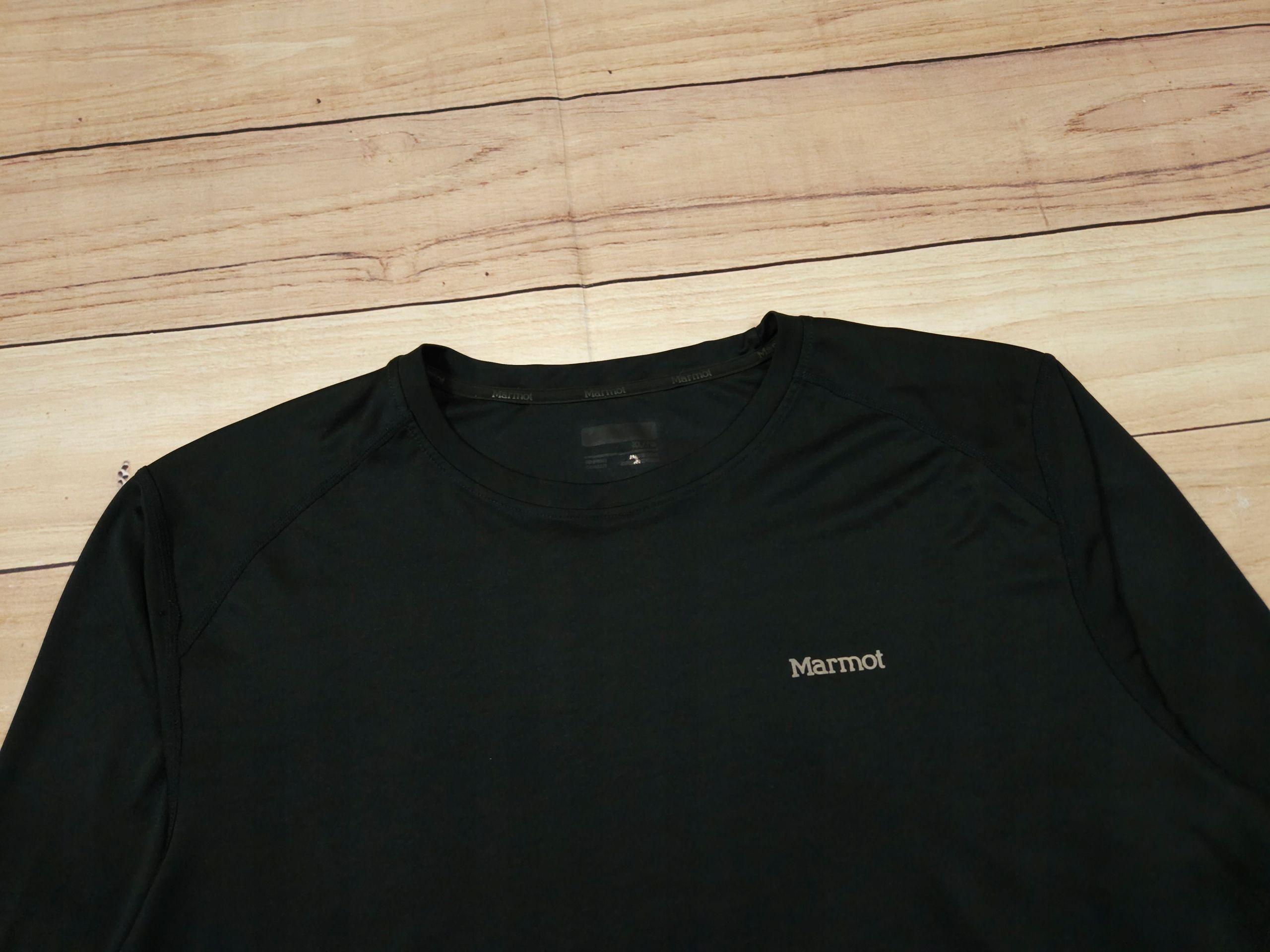 MARMOT Bluzka Techniczna Męska Czarna Logowana r. XL