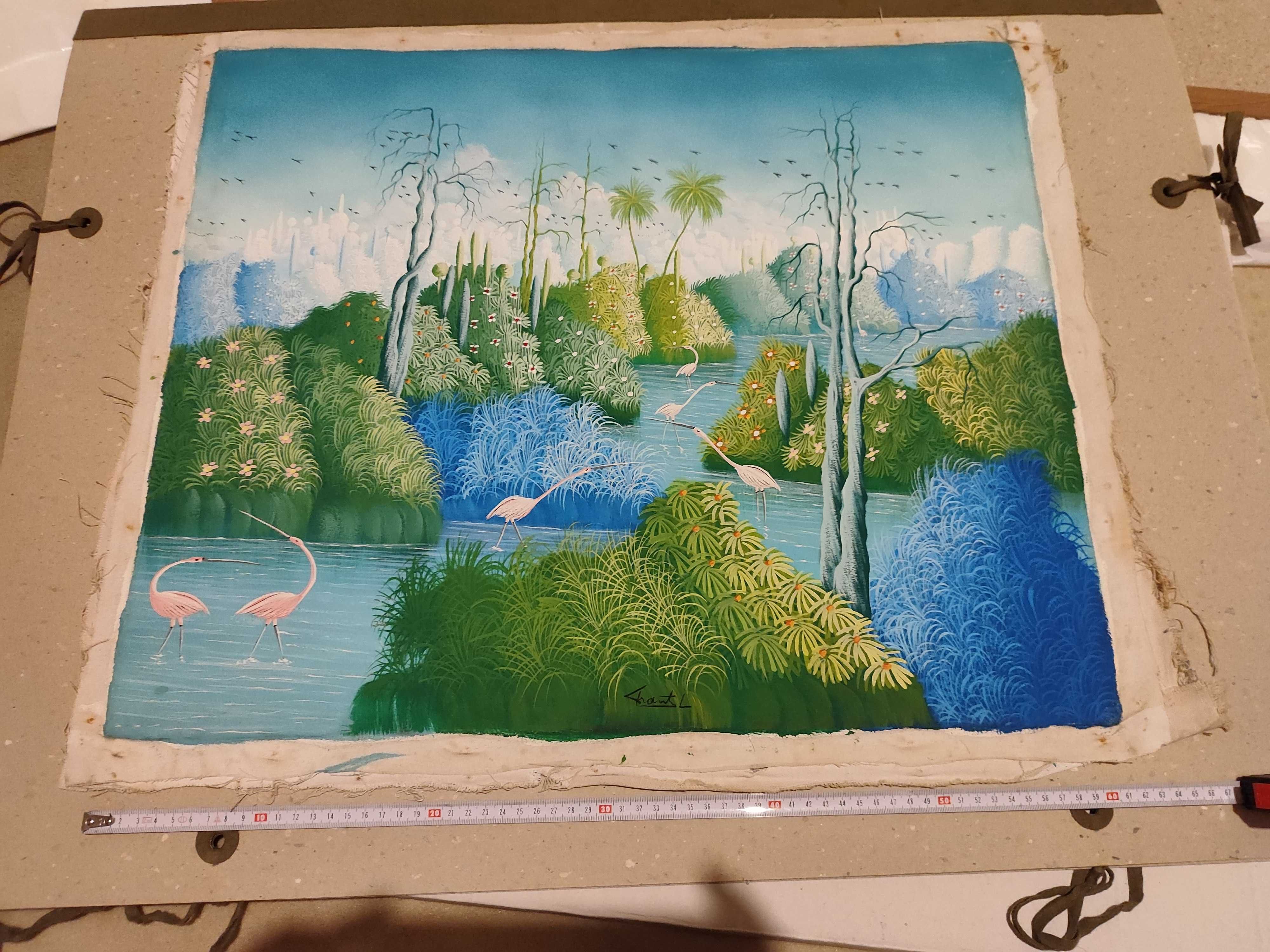 Tela Dominicana Naïf + Quadro de Pintura Brasileira_técnica Batik