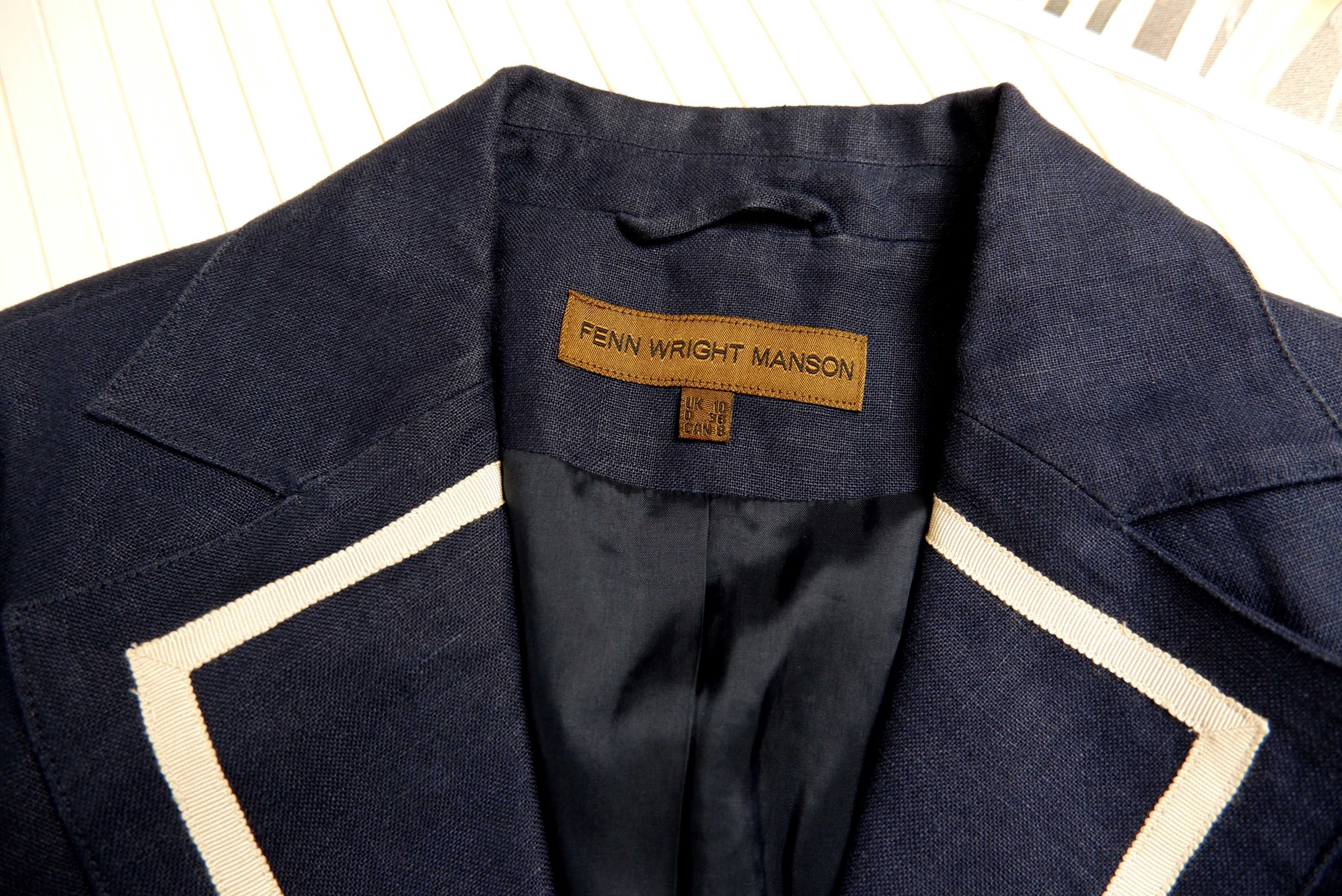 Дизайнерский льняной женский пиджак синий люкс бренд fenn wright лён