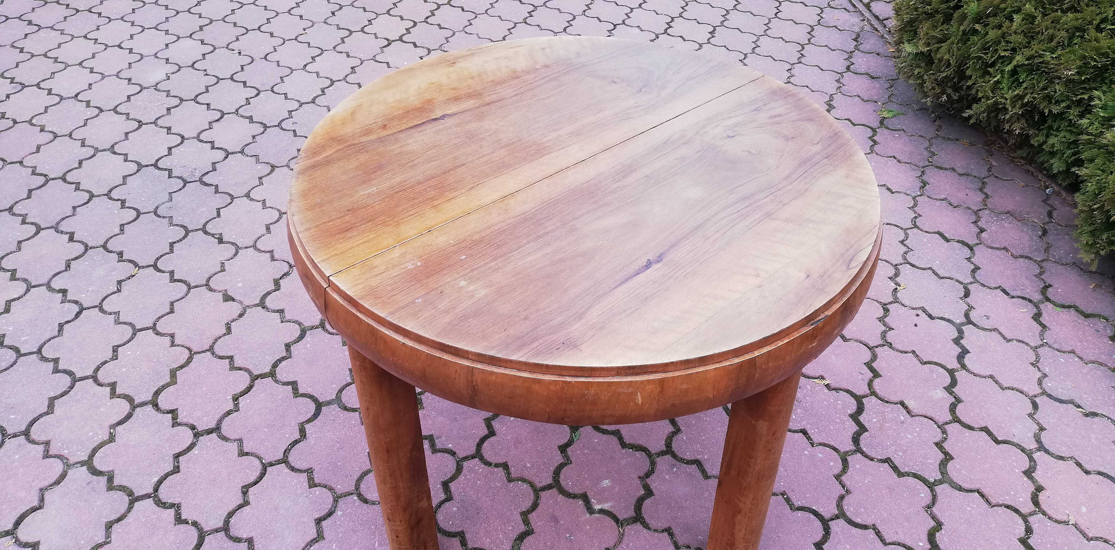 Stół okrągły beczka dębowy rozkładany  stylowy stolik  bombka art deco