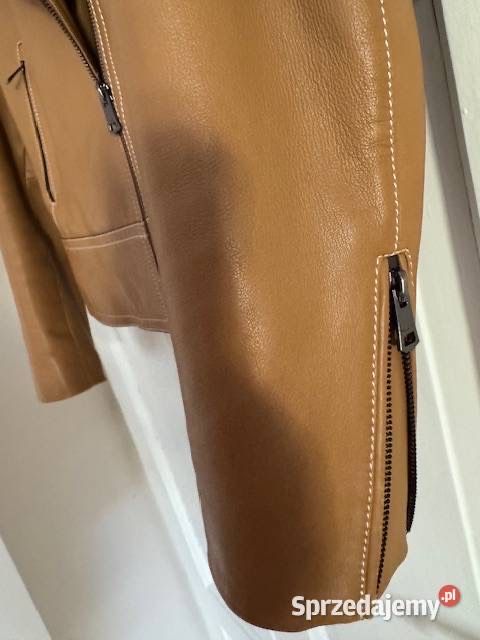 Massimo Dutti kurtka skórzana damska XS camel brąz skóra naturalna