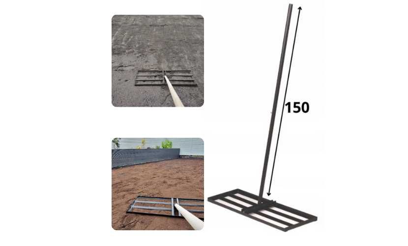 Niwelator Trawnika Stalowy 90x30 cm Z Trzonkiem Wertykulator 150 cm