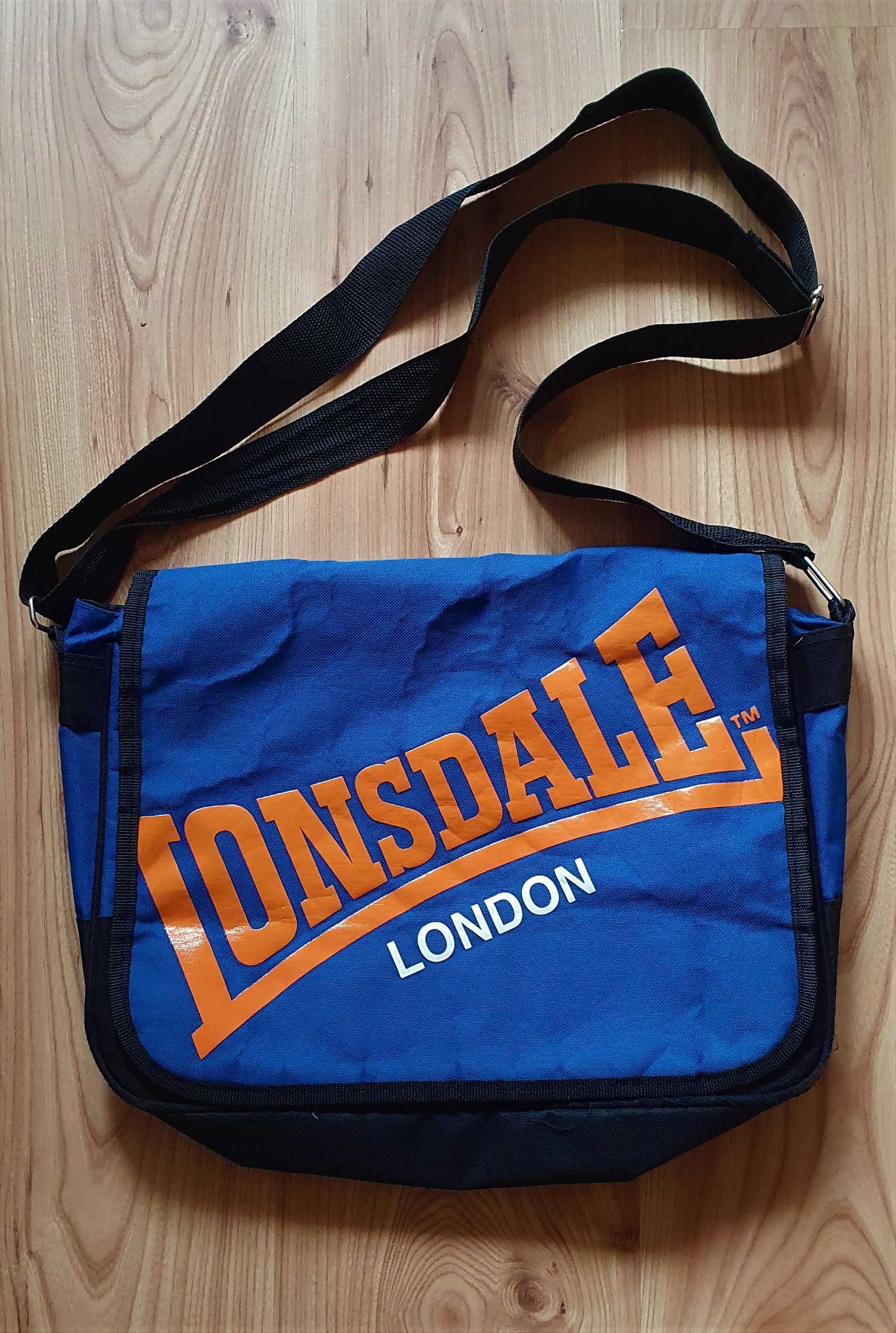 Lonsdale London chabrowa materiałowa torba na pasku A4