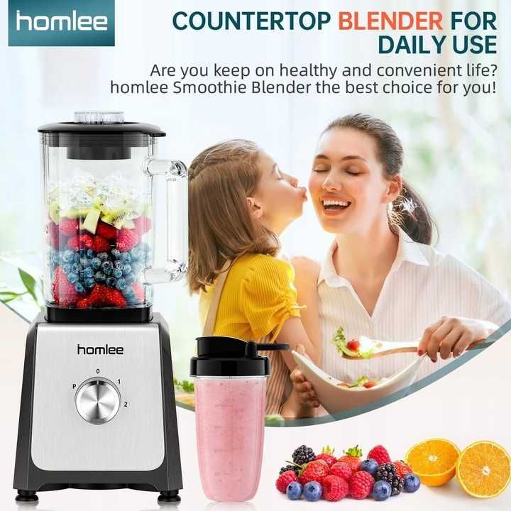 Blender-mikser stojący 1200W z funkcja pulsu, 1,6 l, szklany pojemnik