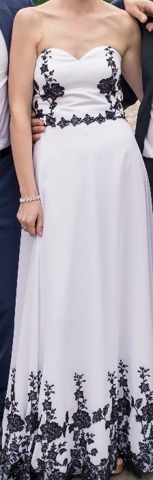 suknia slubna bialo-czarna