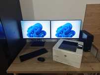 Zestaw PC 2x Monitor HP 24" Dell Optiplex 3080 Intel i3-10100 Drukarka
