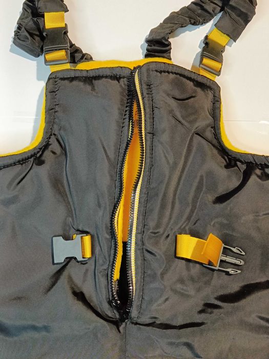 Зимний полукомбинезон детский утепленный, черный со светоотражателями