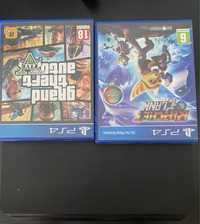 Playstation 4 usada mais 2 jogos GTA 5 e Ratchet e Clank pouco usados