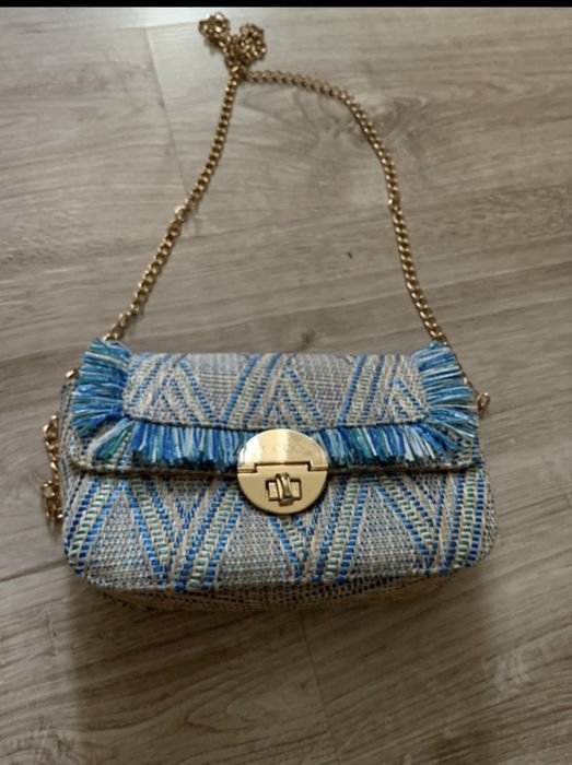 Torebka listonoszka Nobo letnia pleciona na łańcuszku nowa kolorowa