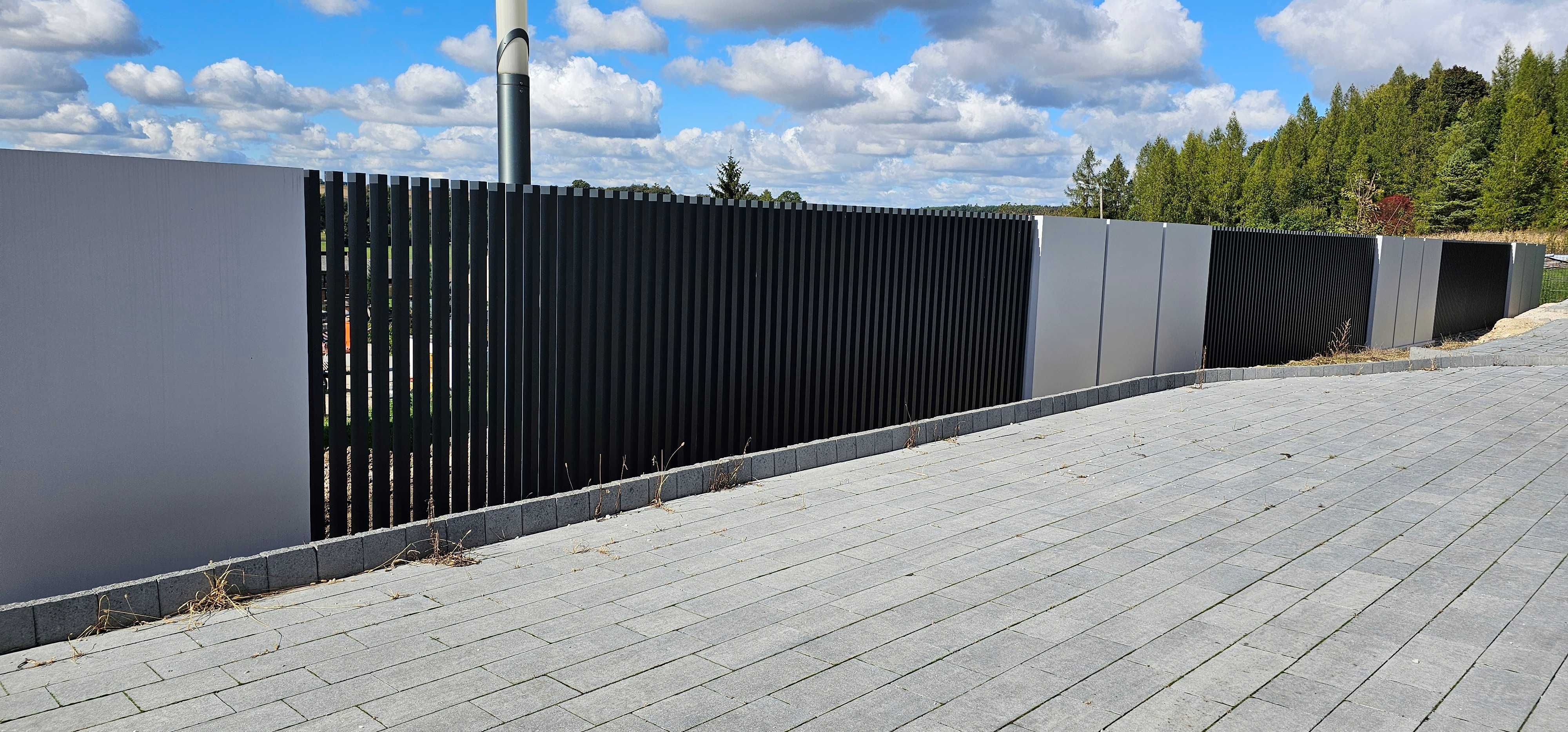 Nowoczesne ogrodzenia z aluminium profile pionowe, grzebieniowe.