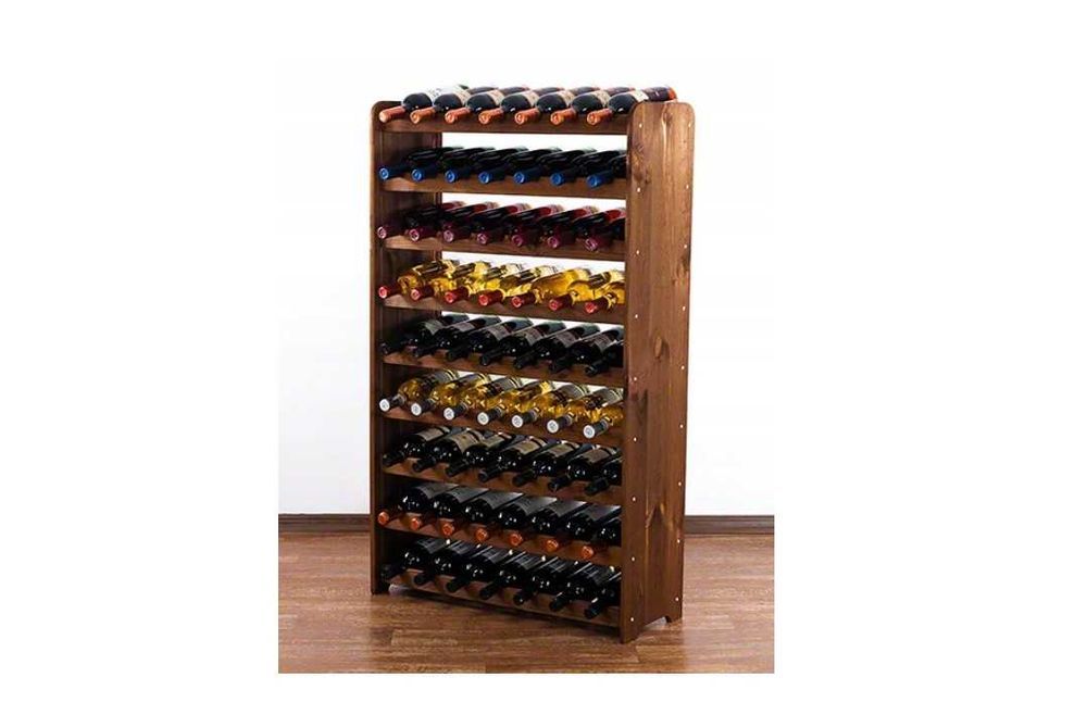 63 butelki REGAŁ NA WINO 112 cm wysokość Stojak Kolor Olcha Nowy (S06)
