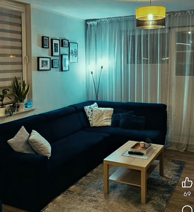 Narożnik rogówka z funkcją spania plus pufa r 280 x 89 x 170