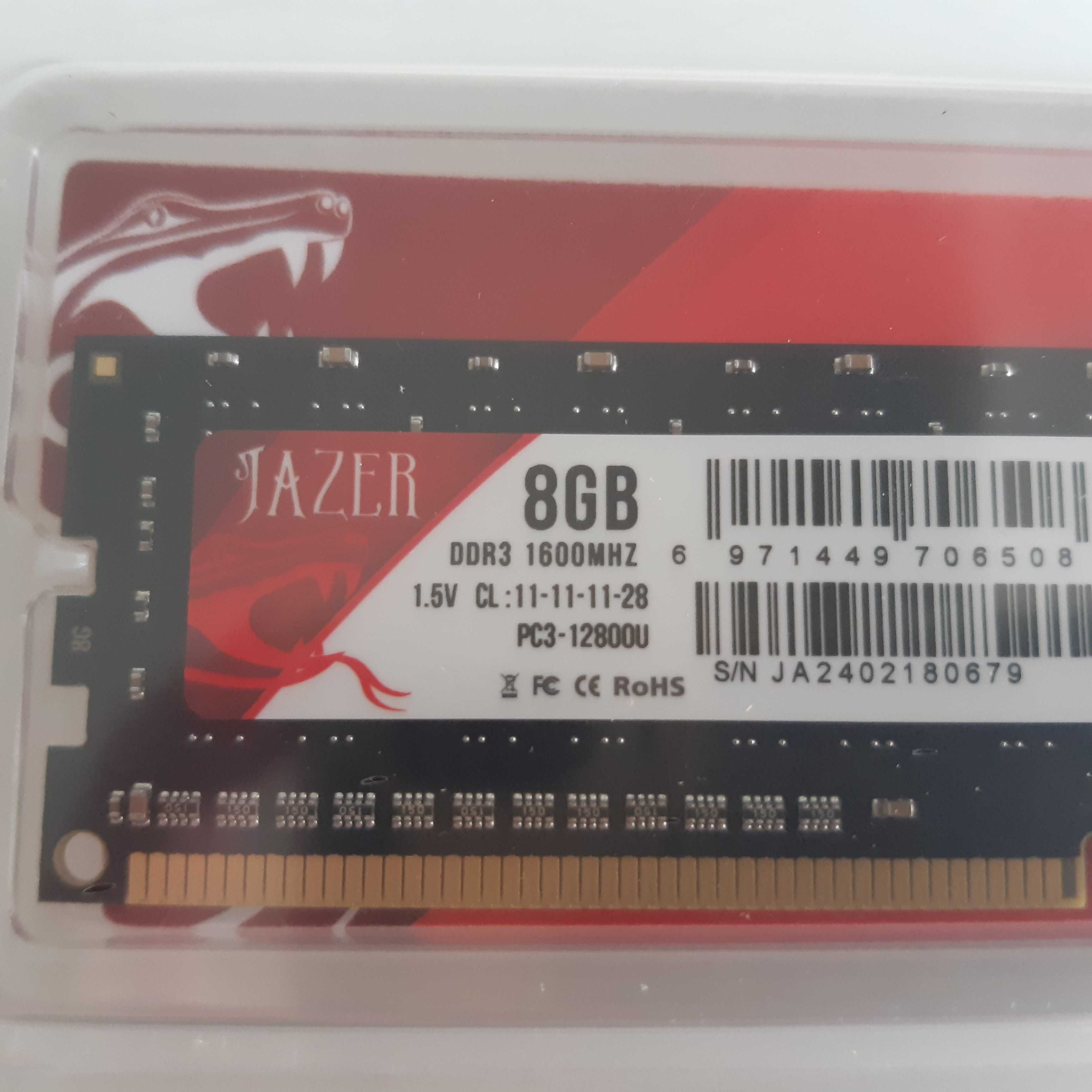 Memória Jazer p/ Torre Desktop 8GB Ram DDR3 1600MHz PC3-12800U Nova