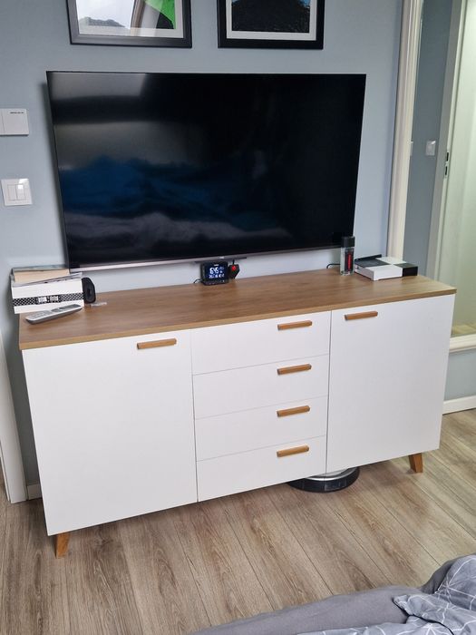 Komoda 150x46 cm Biała Styl Skandynawski Stan BDB