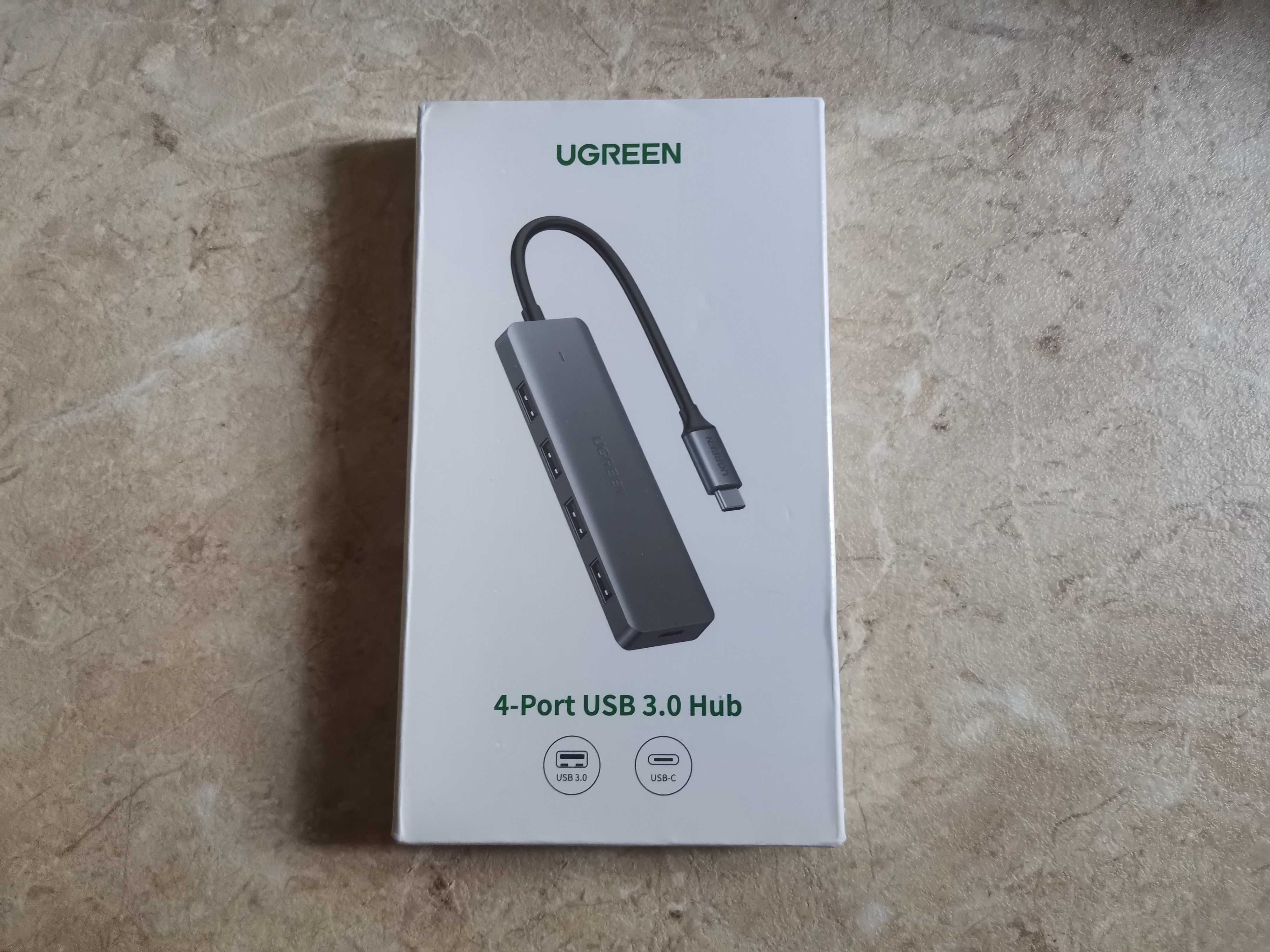 Ugreen CM219 USB 3.0 type-c хаб 5 в 1 на 4 USB 3.0 с доп питанием