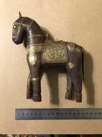 Фигурка из дерева статуэтка лошадь конь vintege медь