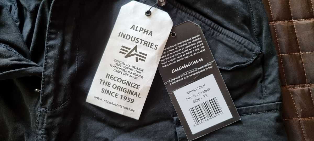 Alpha Industries Airman Short 32 spodenki czarne nowe 116211/03 black