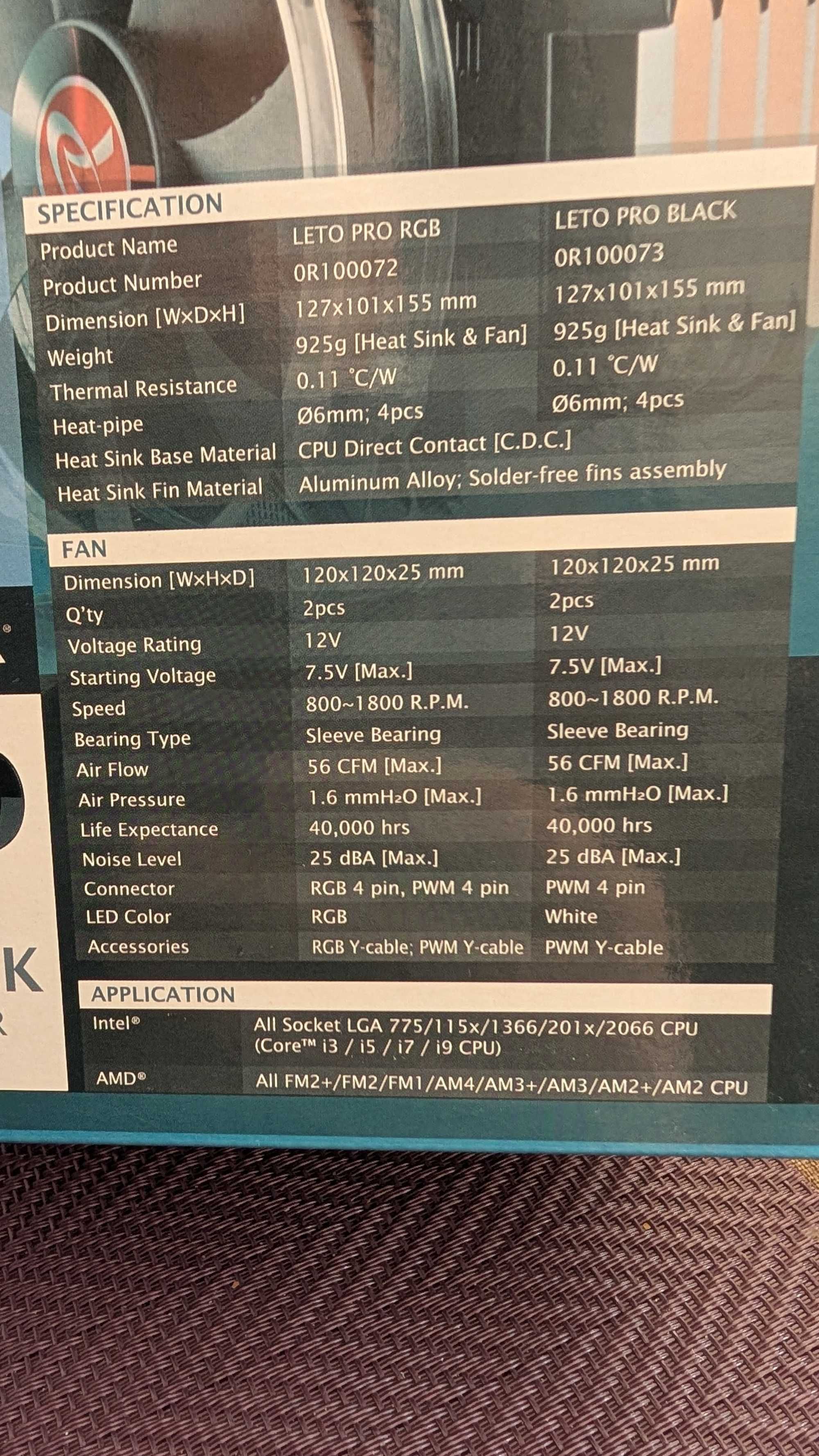 Chłodzenie LETO PRO RGB