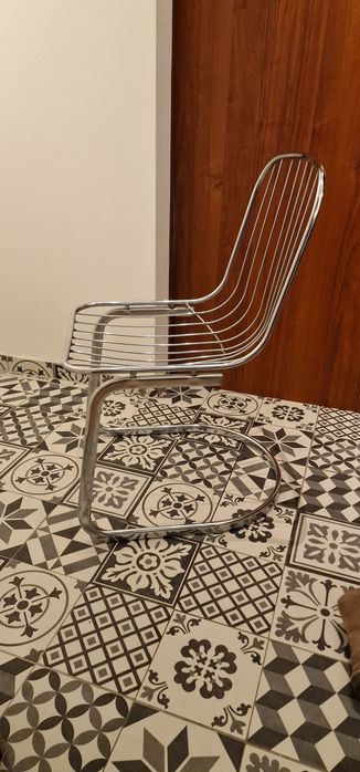 Krzesło proj. G. Rinaldi, Włochy, lata 60/70' chrom, bauhaus, vintage