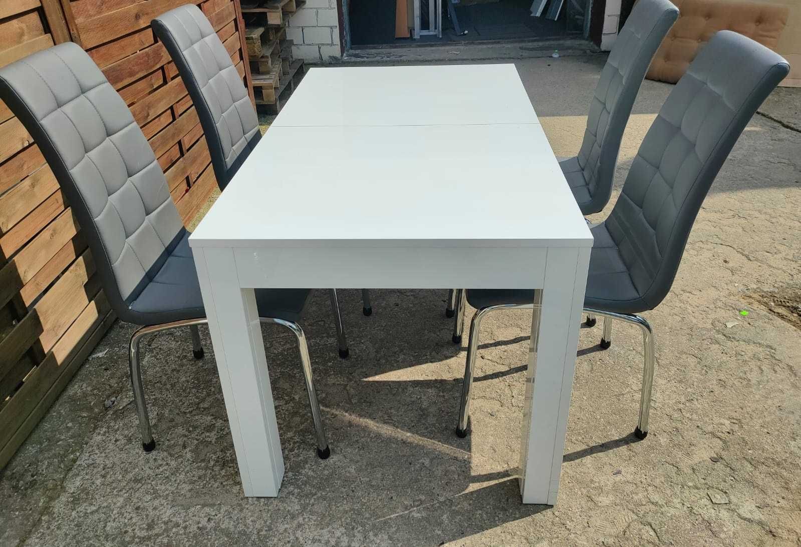 Stół rozkładany + 4 krzesła Agata Meble biały szary