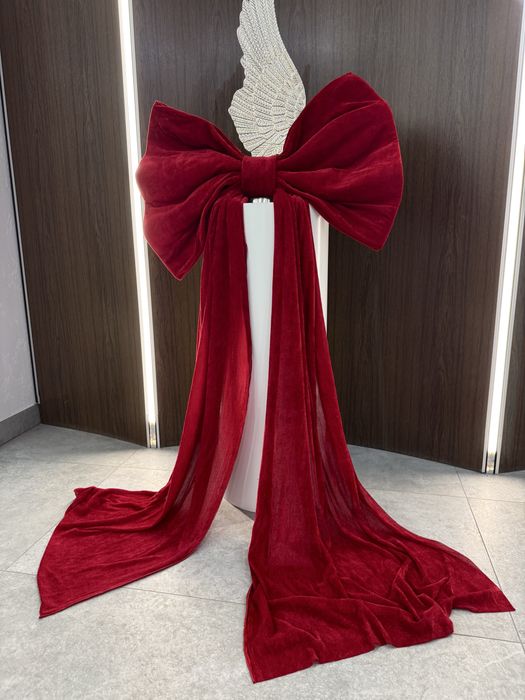 Красний святковий бант новорічний бархат на ялинку ёлку різдво декор