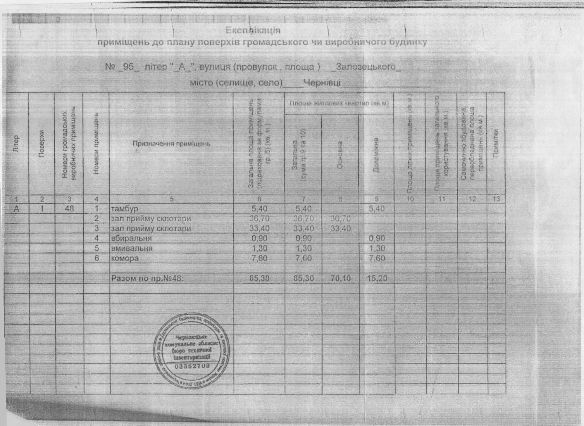 Оренда приміщення  85,3 м² м.ЧЕРНІВЦІ