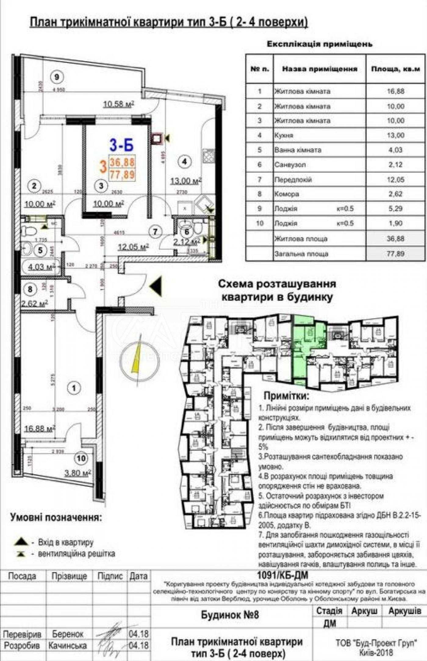 Продажа / Квартира /  Оболонский / ЖК Итальянский квартал / 78 м2