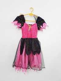 Różowa sukienka przebranie czarownica wiedźma Halloween 122 128. A2868