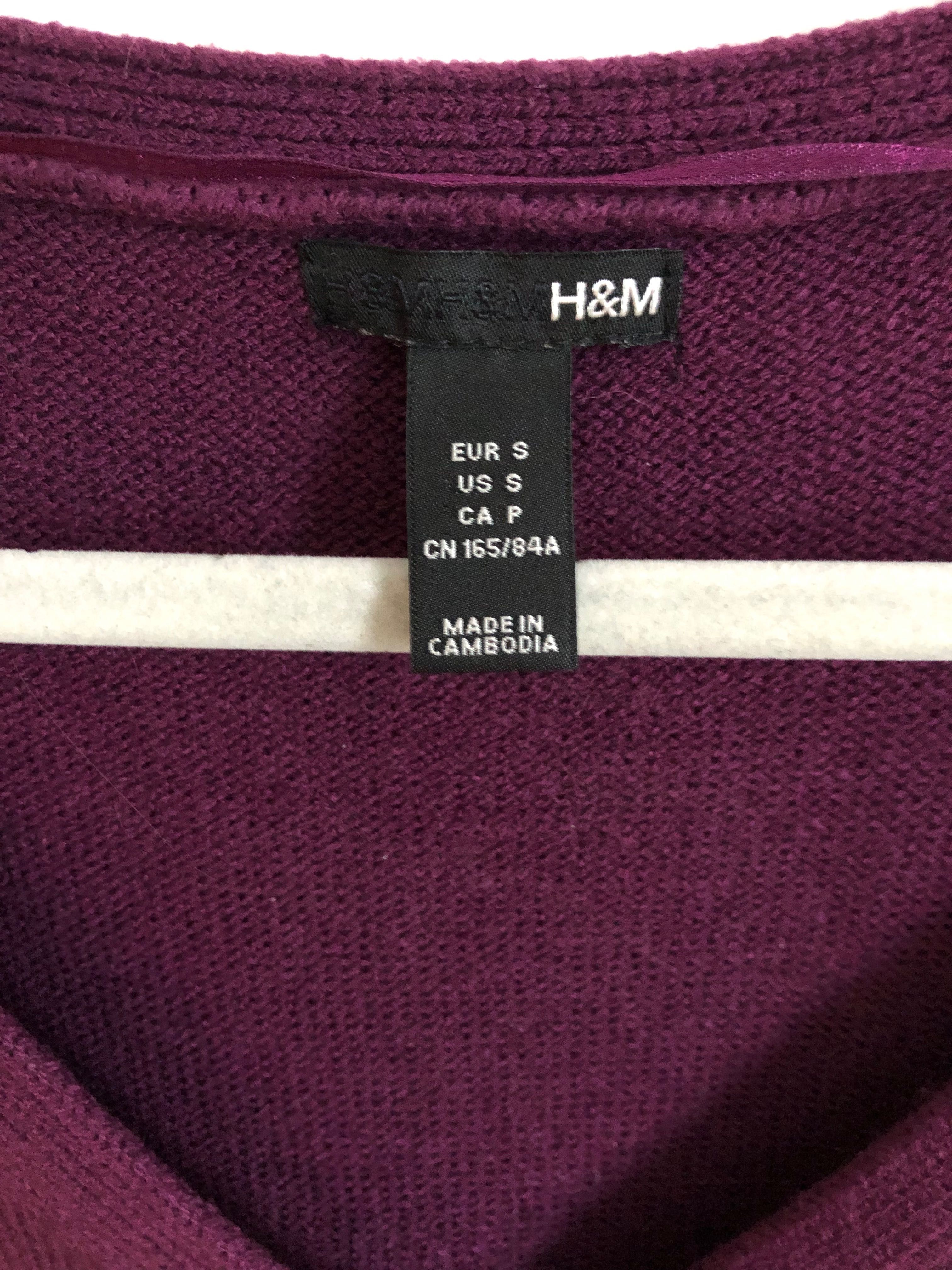 H&M sweter z bufkami S fiolet bufki