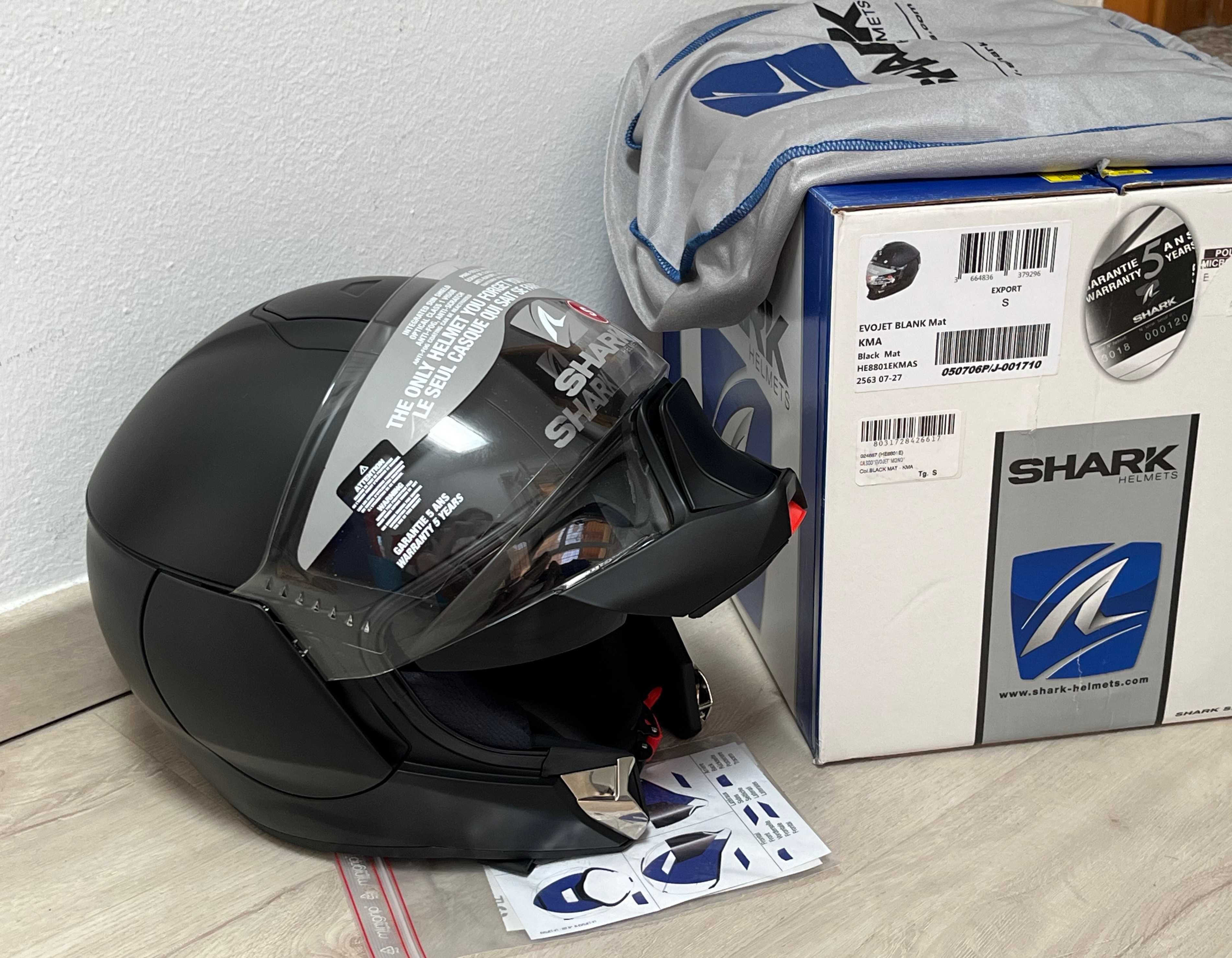 Capacete Modular/Jet NOVO Shark Evojet Matt Black,37% Desconto. Tam S