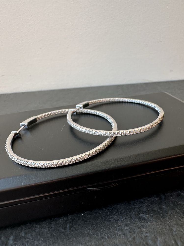 Серьги конго серебро 925, муссанит, серьги кольца, сережки,