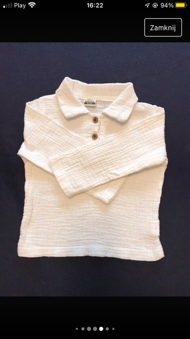 Biała nowa muślinowa koszula