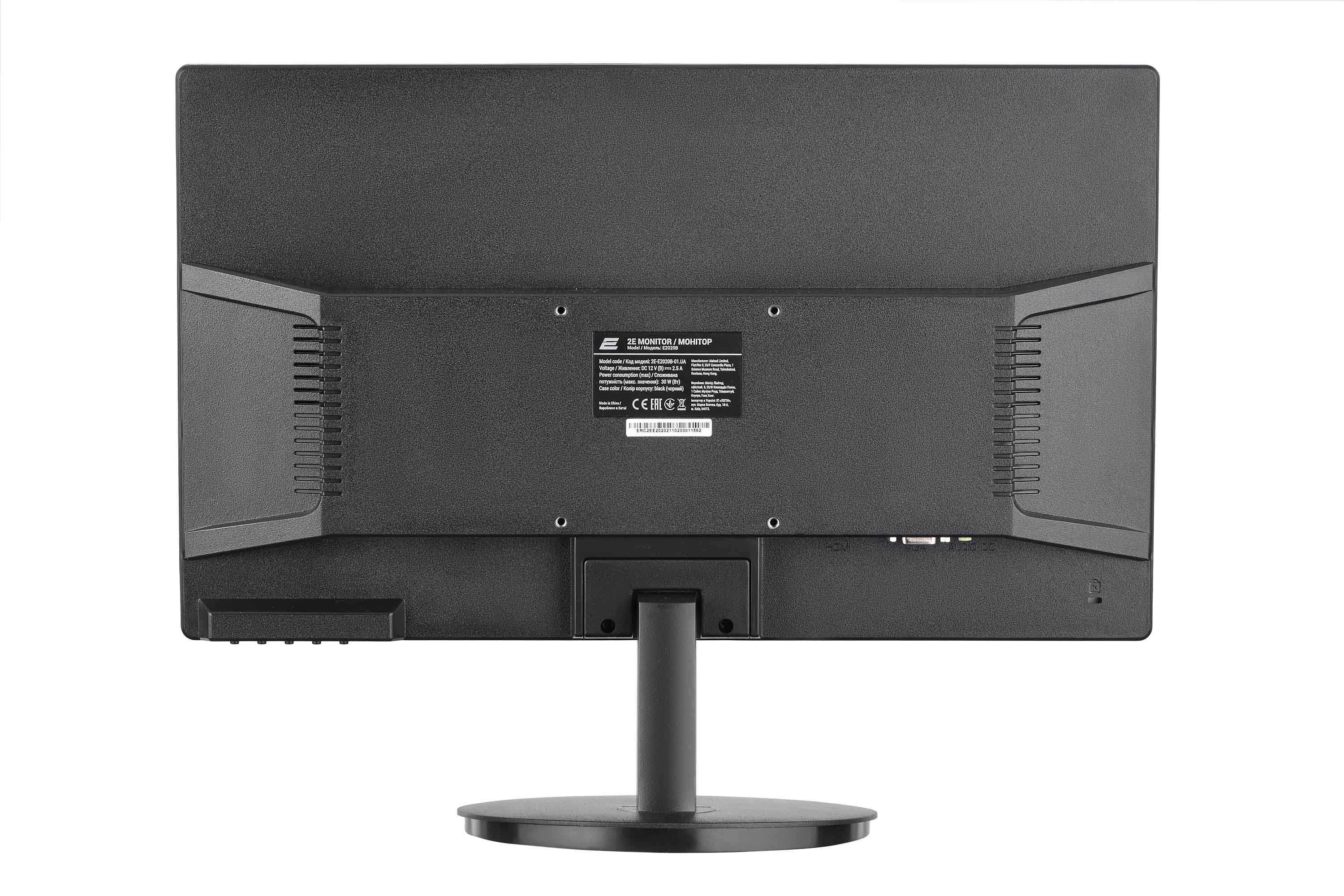 2E E2020B Black 19,5″ 1600×900/IPS/5мс/210кд/м2/D-Sub, HDMI без ноги