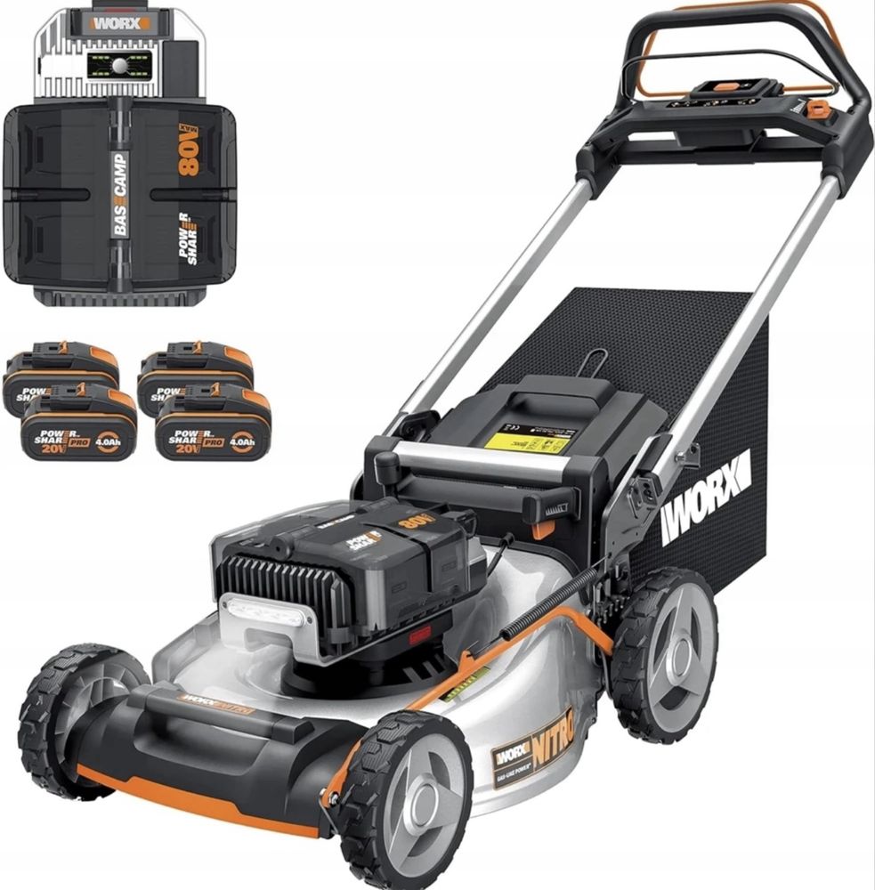 Kosiarka akumulatorowa z napędem Worx WG761E 51cm 80V 4x4Ah 70l