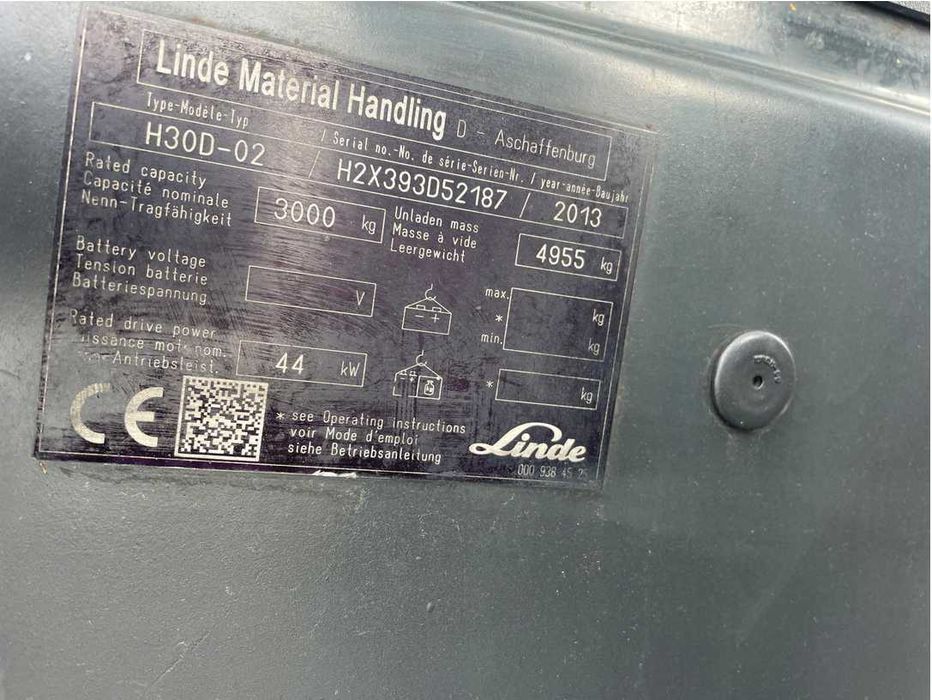 WÓZEK Widłowy LINDE H30D TRIPLEX Diesel 2013 ROK