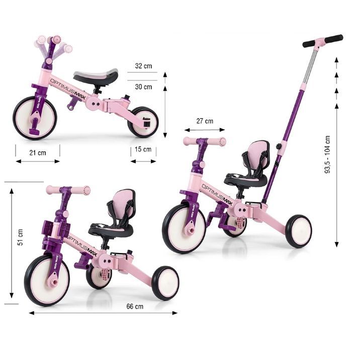 Milly Mally Rowerek 5w1 Optimus Max Pink