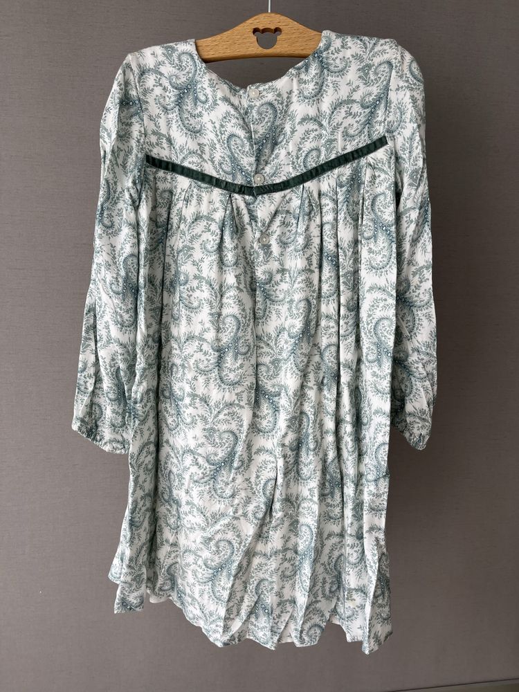 Vestido Neck&Neck verde e branco,com pormenores em veludo
