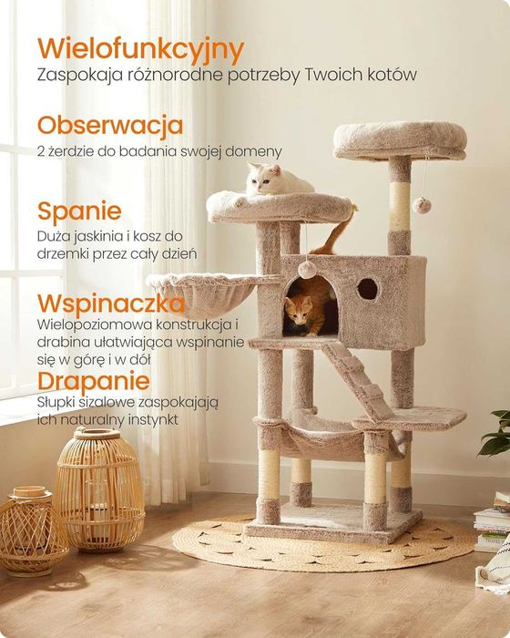 Duży drapak 135 cm z miękkim pokrowcem dla kotów Ombre POWYSTAWOWY