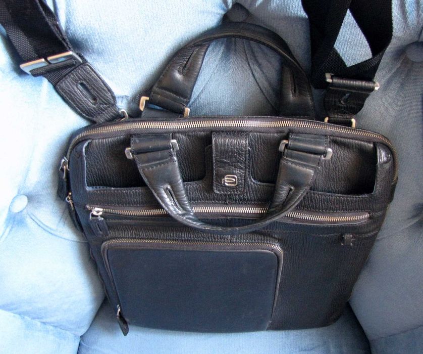 Итальянский деловой портфель Picuadro. Натуральная кожа. Черный