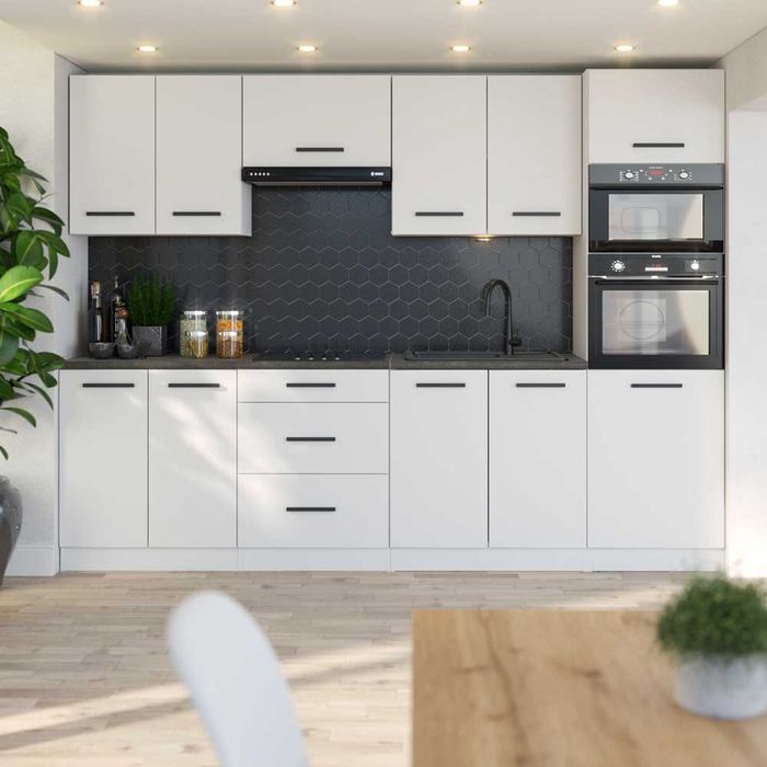 Kuchnia Marra 2.6m Ze Słupkiem Zestaw Modułowy Z Blatem Duży Pojemny