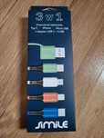 Kabel do ładowania Typ C, iPhone, MicroUSB + Adapter USB na USB C 3w1