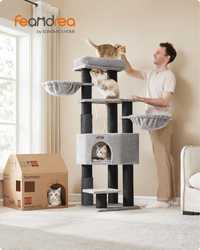 Drapak dla kota kotów szary czarny drzewko domek 160 cm wysokość Nowy