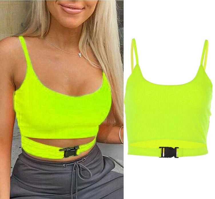 Nowa  bluzka Crop Top jaskrawa neon zielona (żółta) rozmiar M