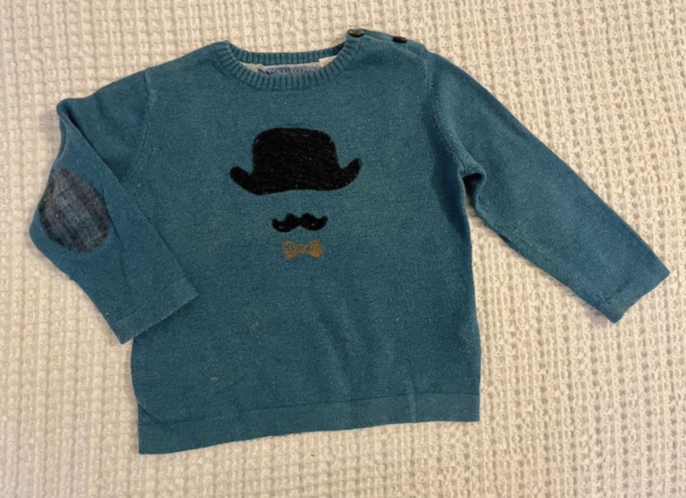 Sweterek ciepły zimowy zara turkusowy święta elegancki 86 18-24 m