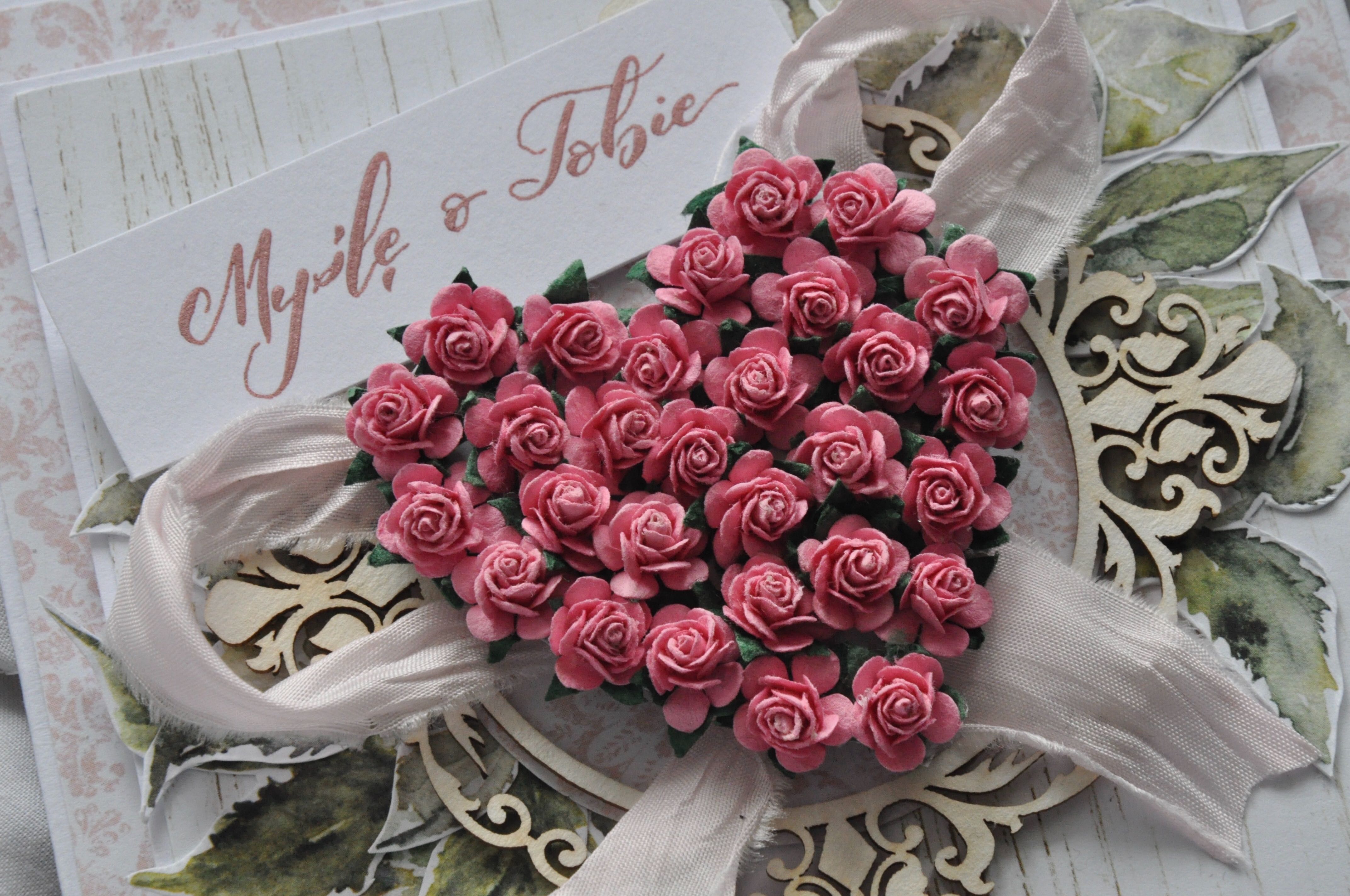 kartka okolicznościowa idealna na walentynki | serce z róż